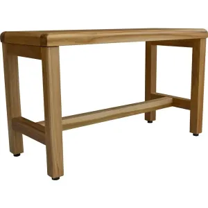 Homeroots.co 376747 Compact Rectangular Teak Shower Outdoor Bench In N