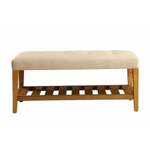 Homeroots.co 286430 40 X 16 X 18 Beige And Oak Simple Bench