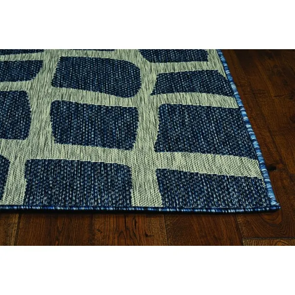 Homeroots.co 375227 3'x4' Blue Grey Machine Woven Uv Treated Abstract 