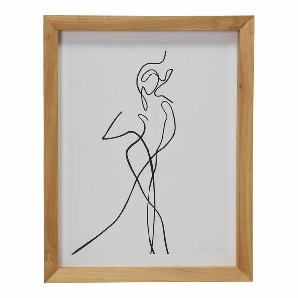 Homeroots.co 373438 Black And White Body Outline Wooden Framed Wall Ar