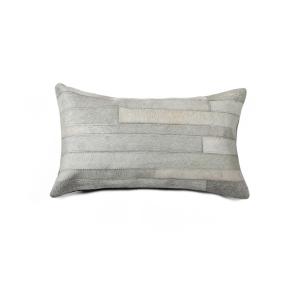 Homeroots.co 317076 Gray Handcrafted Cowhide Accent Pillow 12