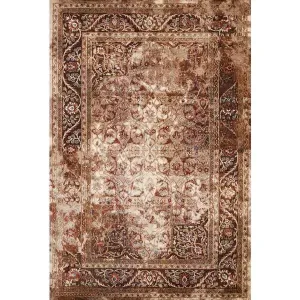 Homeroots.co 369432 22 X 36 Brown Olefin  Polyester Accent Rug