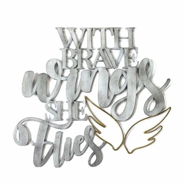 Homeroots.co 373146 Gold Brave Wings Metal Wall Decor