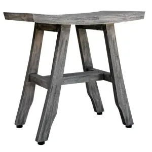 Homeroots.co 376758 Compact Contemporary Teak Shower Stool In Gray Fin