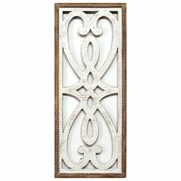 Homeroots.co 373271 Distressed Heart And Fleur De Lis Wood Panel Wall 