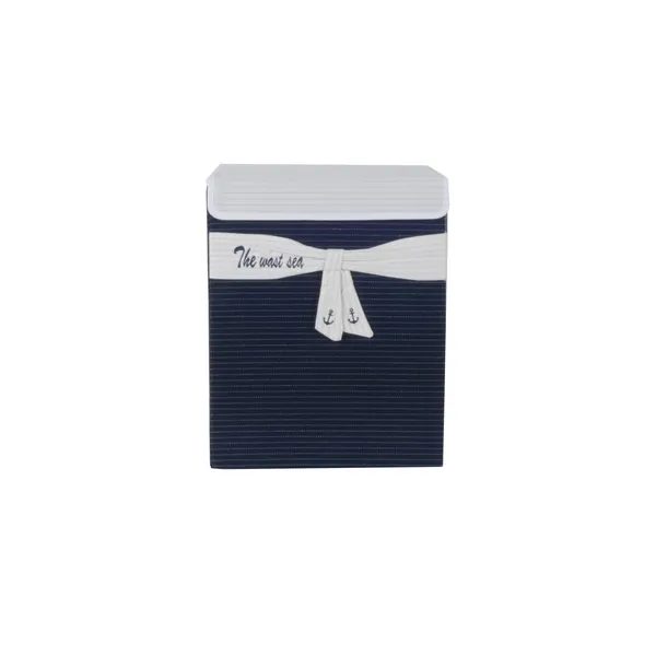 Homeroots.co 364161 Foldable Navy Blue Fabric Lined Storage Basket