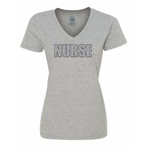 Bad NURVMEGR Women's V-neck Nurse T-shirt - Gray - Size Medium