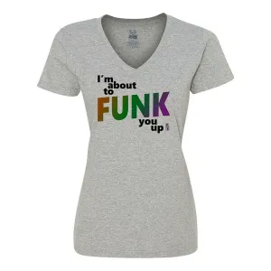 Bad FUNKVMEGR Funk You Up V-neck Ladies Tee - Medium - Gray