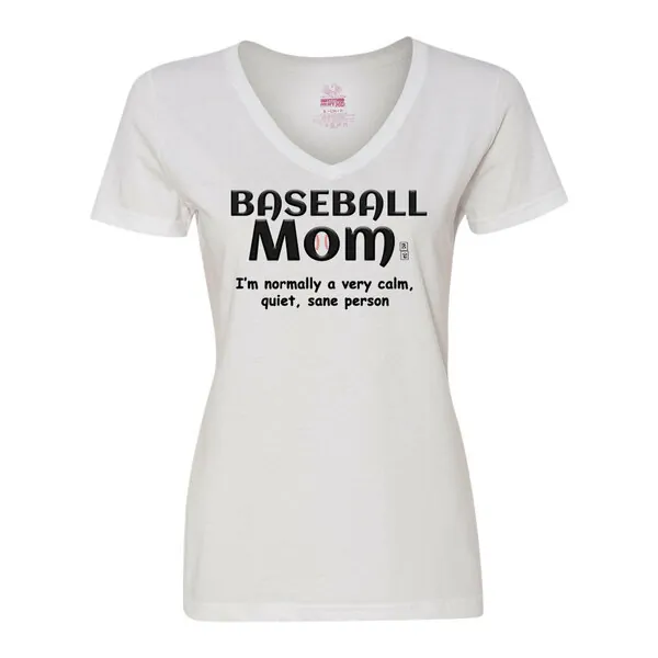 Bad BASVXLWH Baseball Mom Ladies T-shirt  Xlarge