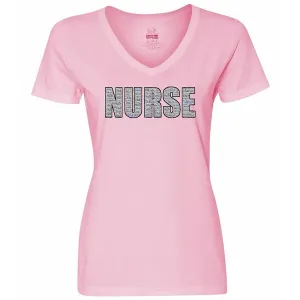 Bad NURVLGPK Ladies' V-neck Nurse T-shirt - Large - Pink