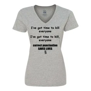 Bad PUNVXLGR Correct Punctuation Saves Lives Ladies Shirt Xlarge