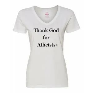 Bad ATHVMEWH Thank God For Atheists Ladies Shirt  Medium