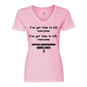 Bad PUNVSMPK Correct Punctuation Saves Lives Ladies Shirt Small