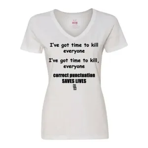 Bad PUNVMEWH Correct Punctuation Saves Lives Ladies Shirt Medium