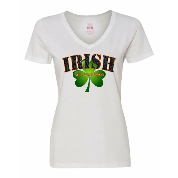 Bad IRIVXLWH Irish All Year Long Ladies Tee   Xlarge