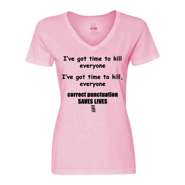 Bad PUNVXLPK Correct Punctuation Saves Lives Ladies Shirt Xlarge