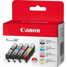 Original Canon 2946B004 Cli-221 Ink Cartridge - Inkjet - Assorted, Cya