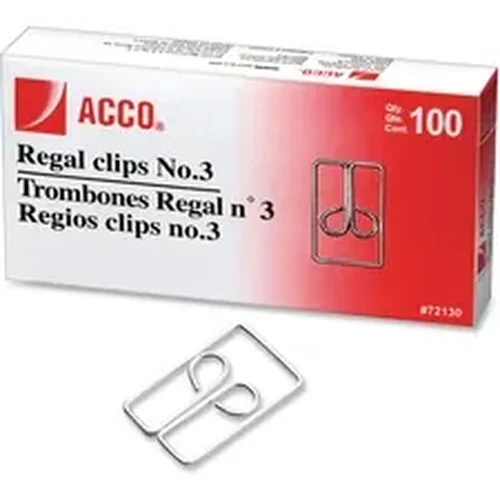 ACC 72152 | Acco Brands Acco Regal Clips - No. 3 - 20 Sheet