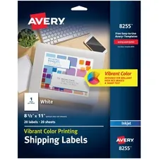 Avery 08255 Averyreg; Shipping Label - Permanent Adhesive - Inkjet - W