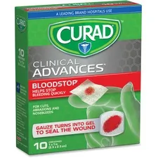 Medline MII CUR0055RB Curad Blood Stop Gauze Packets - 1 X 1 - 10box -