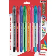 Pentel PEN BK91CRBP8M R.s.v.p. Multi Pack Stick Ballpoint Pens - Mediu