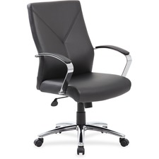 Norstar BOP B10101BK Boss Leatherplus Executive Chair With Chrome Acce