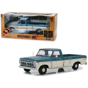 Greenlight 12956 1973 Ford F-100 Ranger Xlt Pickup Truck Blue And Crea