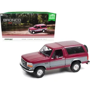 Greenlight 19095 1996 Ford Bronco Xlt Burgundy And Silver 118 Diecast 