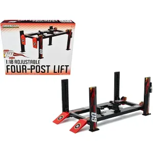 Greenlight 13580 Adjustable Four Post Lift Red And Black With Flames G