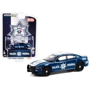 Greenlight 51381 2017 Dodge Charger Dark Blue And White Policia Federa