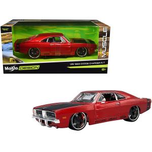 Maisto 32537 1969 Dodge Charger Rt Red Metallic With Black Hood And Bl