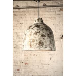 Kalalou NAT1019 Rustic White Metal Pendant Light 21d X 20t