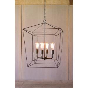 Kalalou CQ7208 Square Iron Bar Pendant Light 20 X 20 X 26t