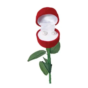 The 290-PELSR Long Stem Rose With Pearl Earrings