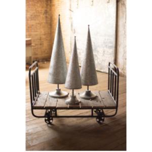 Kalalou NKC4103 Set Of 3 Galvanized Topiaries With Brass Detail Large 