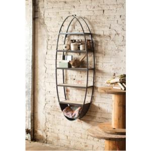 Kalalou CQ6610 Metal And Wood Oval Wall Shelf 22 X 8.5 X 60t