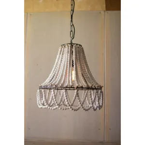 Kalalou Elegant Wood Beads Pendant Light - 17