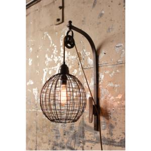 Kalalou NNL2449 Wire Sphere Wall Sconce With Pulley 10d X 16 X 26t