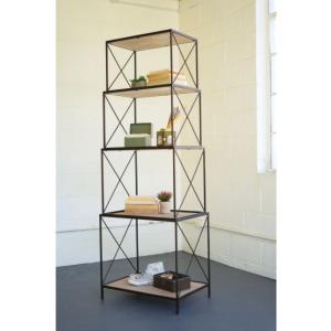 Kalalou CHW1201 Stackable Four Tiered Metal And Wood Shelving Unit 24.