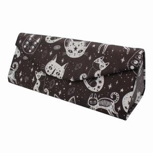 Real 8749 Halloweenhorroroccult  Leather Glasses Case - Halloween Cats