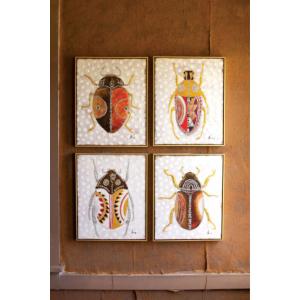 Kalalou CAR1616 Oil Painting - Set Of 4 Beetles 16.5 X 20.5t