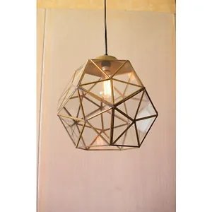 Kalalou Gold and Glass Faceted Pendant Light - 16