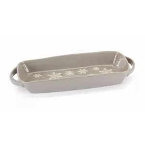 80220DS | Melrose International Snowflake Stoneware Platter