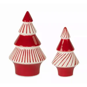 80694DS | Melrose International Ceramic Holiday Tree Set (4