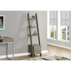 Homeroots.co 332948 69 Dark Taupe Particle Board Ladder Bookcase With 