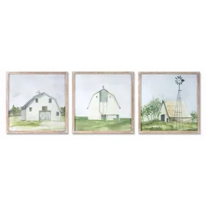 78002DS | Melrose International Set of 3 Rustic Barn Prints