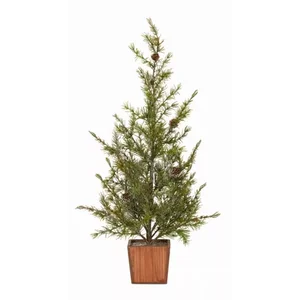 80653DS | Melrose International Set of 2 Potted Icy Pine