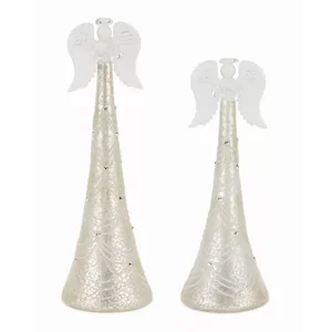 80924DS | Melrose International Set of 2 LED Angels - Glass