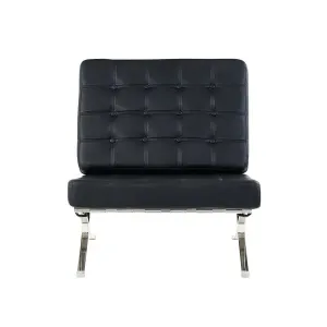 Homeroots.co 383919 Black Chair With Wide Spacious Seat And Button Tuf