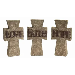 62776DS | Melrose International Set of 3 Polystone Crosses